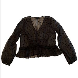 Lumiere Sheer Velvet Celestial Star Top Long Sleeve V Neck Size Large Whimsigoth